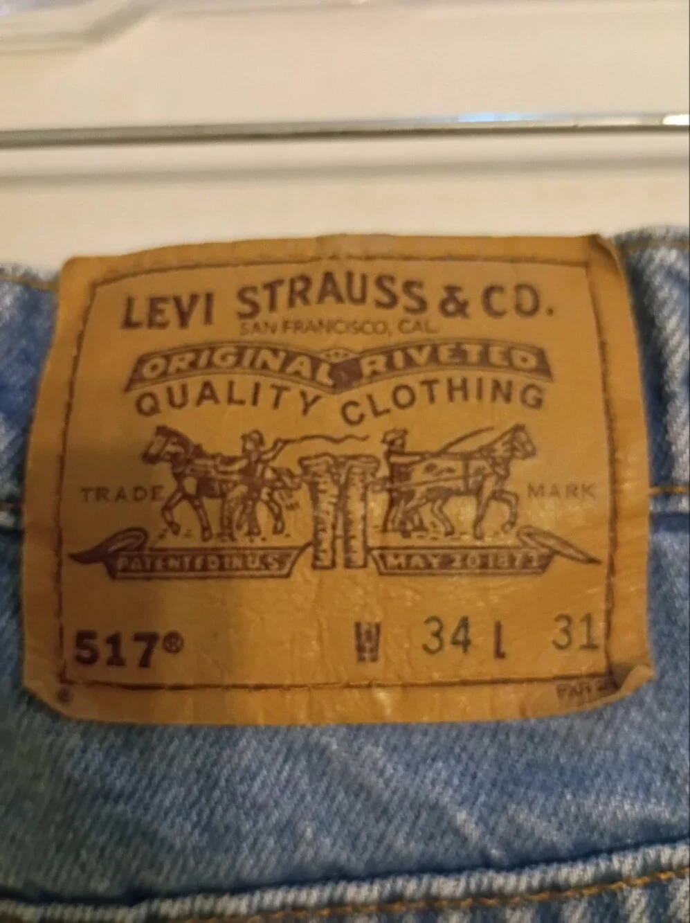 VTG Levi's 517 light blue straight-leg men's jeans Orange Tab Error Sz 34/31
